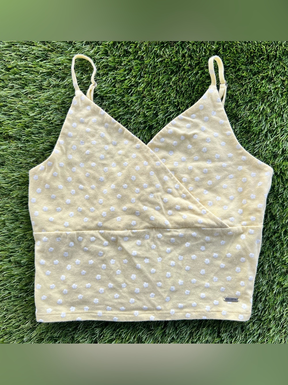 Yellow Floral Polka Dot Knit Tank Top